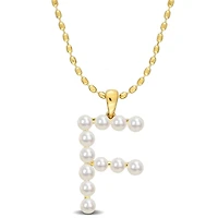 Collier initiale de Miabella avec perles culture d'eau douce en argent sterling plaqué en jaune