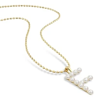 Collier initiale de Miabella avec perles culture d'eau douce en argent sterling plaqué en jaune