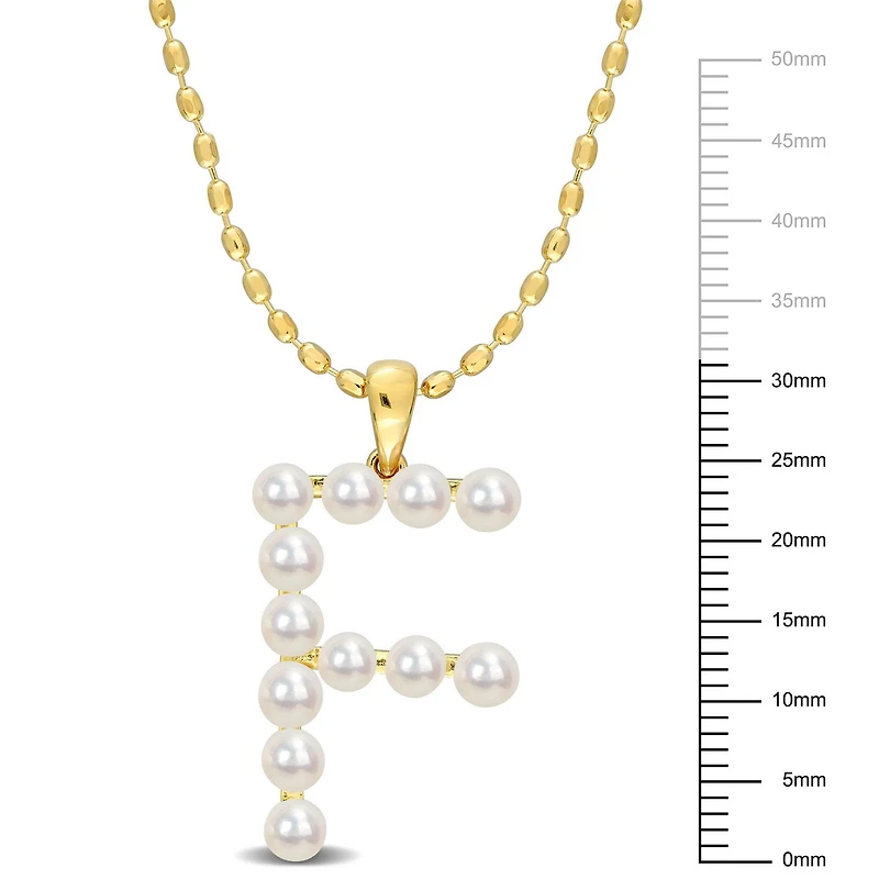 Collier initiale de Miabella avec perles culture d'eau douce en argent sterling plaqué en jaune