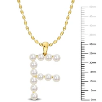 Collier initiale de Miabella avec perles culture d'eau douce en argent sterling plaqué en jaune