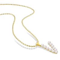 Collier initiale de Miabella avec perles culture d'eau douce en argent sterling plaqué en jaune