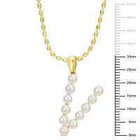 Collier initiale de Miabella avec perles culture d'eau douce en argent sterling plaqué en jaune
