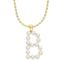 Collier initiale de Miabella avec perles culture d'eau douce en argent sterling plaqué en jaune