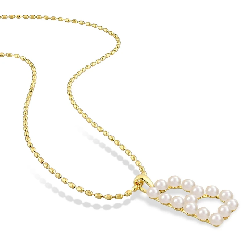 Collier initiale de Miabella avec perles culture d'eau douce en argent sterling plaqué en jaune