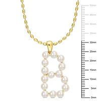 Collier initiale de Miabella avec perles culture d'eau douce en argent sterling plaqué en jaune