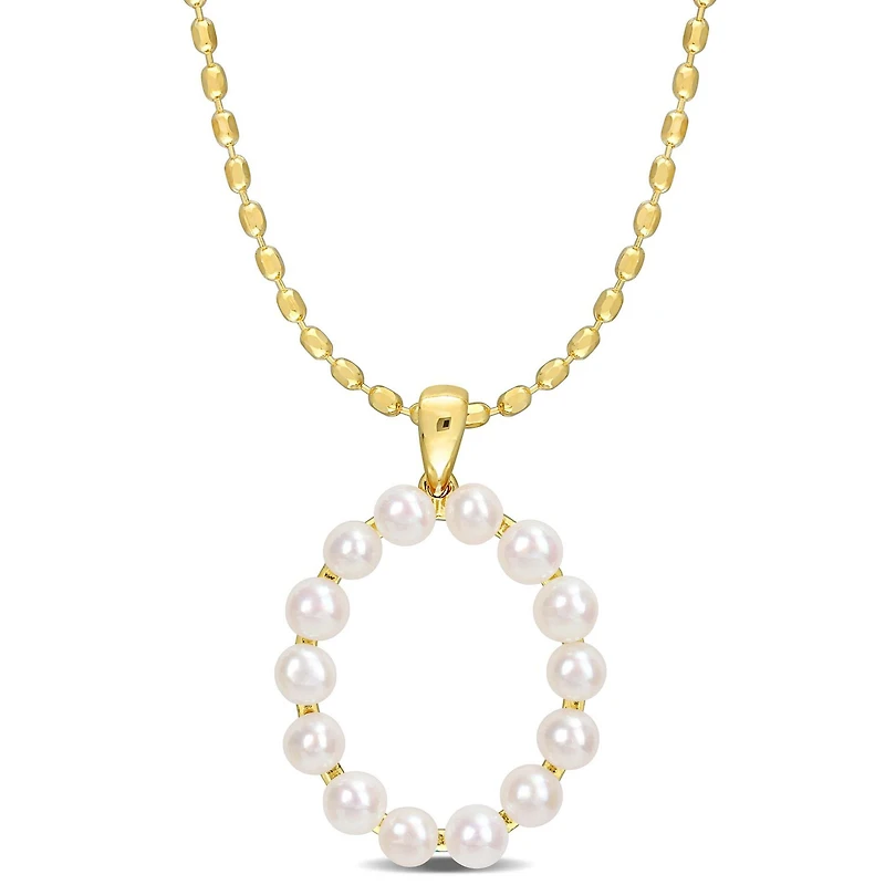 Collier initiale de Miabella avec perles culture d'eau douce en argent sterling plaqué en jaune