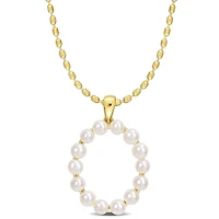 Collier initiale de Miabella avec perles culture d'eau douce en argent sterling plaqué en jaune