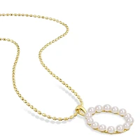Collier initiale de Miabella avec perles culture d'eau douce en argent sterling plaqué en jaune