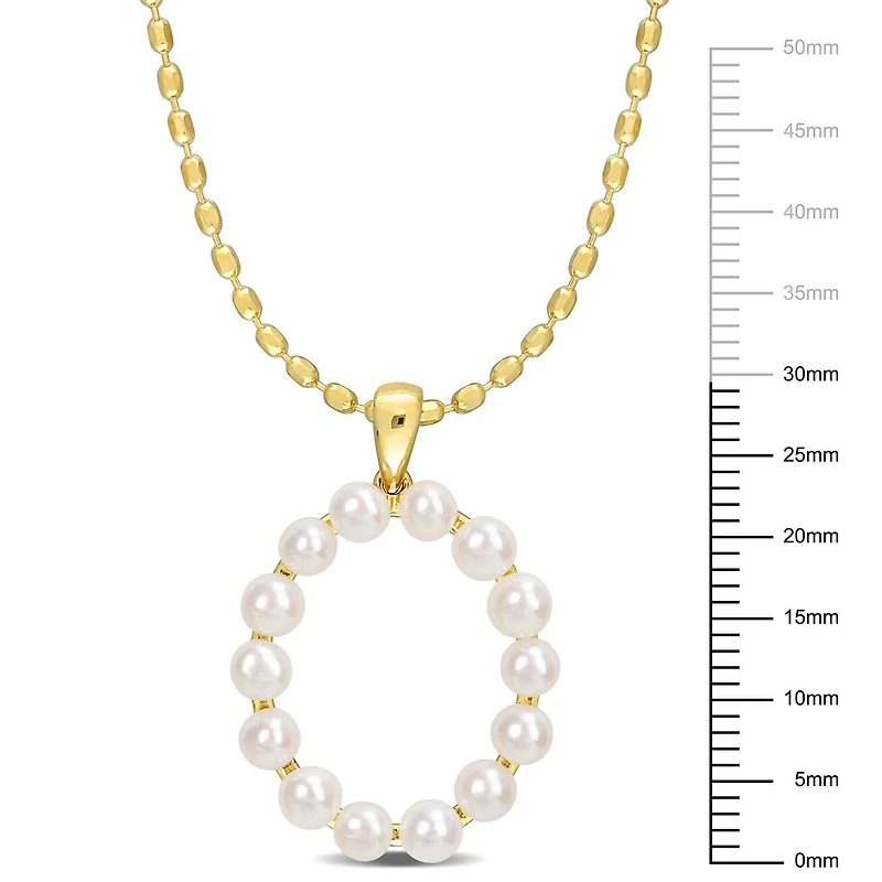 Collier initiale de Miabella avec perles culture d'eau douce en argent sterling plaqué en jaune
