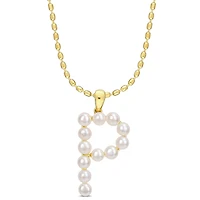 Collier initiale de Miabella avec perles culture d'eau douce en argent sterling plaqué en jaune