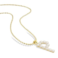 Collier initiale de Miabella avec perles culture d'eau douce en argent sterling plaqué en jaune