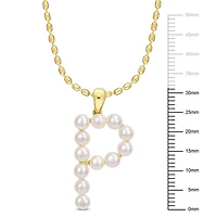 Collier initiale de Miabella avec perles culture d'eau douce en argent sterling plaqué en jaune
