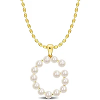 Collier initiale de Miabella avec perles culture d'eau douce en argent sterling plaqué en jaune