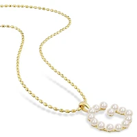Collier initiale de Miabella avec perles culture d'eau douce en argent sterling plaqué en jaune