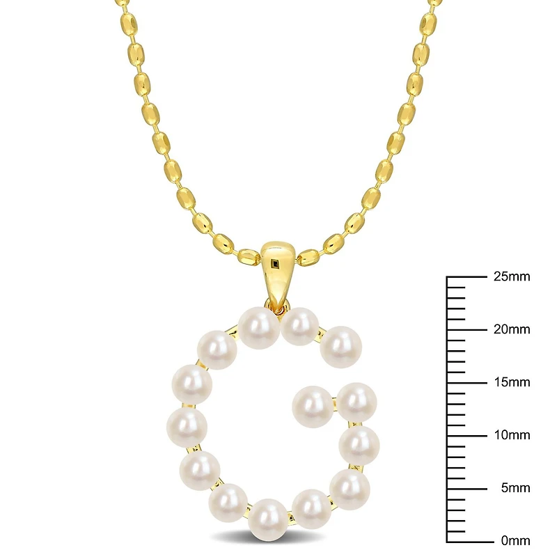 Collier initiale de Miabella avec perles culture d'eau douce en argent sterling plaqué en jaune
