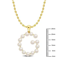Collier initiale de Miabella avec perles culture d'eau douce en argent sterling plaqué en jaune