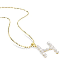 Collier initiale de Miabella avec perles culture d'eau douce en argent sterling plaqué en jaune