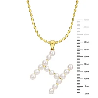 Collier initiale de Miabella avec perles culture d'eau douce en argent sterling plaqué en jaune