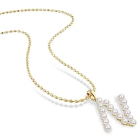 Collier initiale de Miabella avec perles culture d'eau douce en argent sterling plaqué en jaune