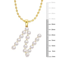 Collier initiale de Miabella avec perles culture d'eau douce en argent sterling plaqué en jaune