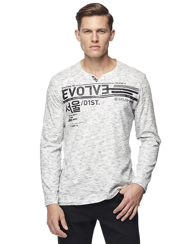 Henley graphique  Dark Black à manches longues pour hommes