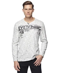 Henley graphique  Dark Black à manches longues pour hommes