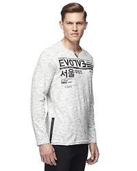 Henley graphique  Dark Black à manches longues pour hommes