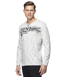 Henley graphique  Dark Black à manches longues pour hommes