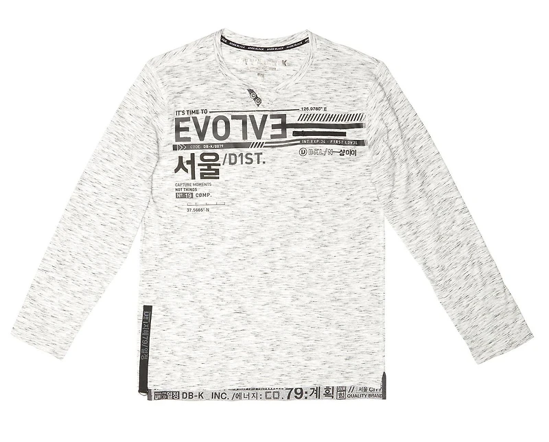 Henley graphique  Dark Black à manches longues pour hommes
