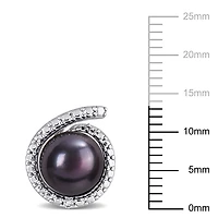 Boucles d'oreilles Miabella en argent sterling avec perles culture d'eau douce noires et accents de diamants