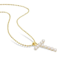 Collier initiale de Miabella avec perles culture d'eau douce en argent sterling plaqué en jaune