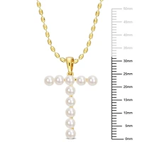 Collier initiale de Miabella avec perles culture d'eau douce en argent sterling plaqué en jaune