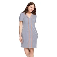 IZOD ARIELA SEERSUCKER FLARED SHORT SLEEVE DRESS