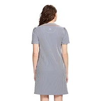 IZOD ARIELA SEERSUCKER FLARED SHORT SLEEVE DRESS