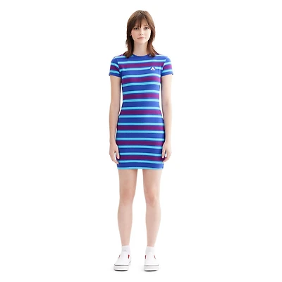 AIRWALK WOMENS RIBBED STRIPE DRESS IN MAGENTA