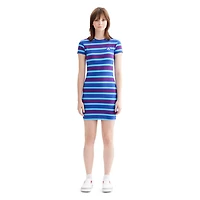 AIRWALK WOMENS RIBBED STRIPE DRESS IN MAGENTA