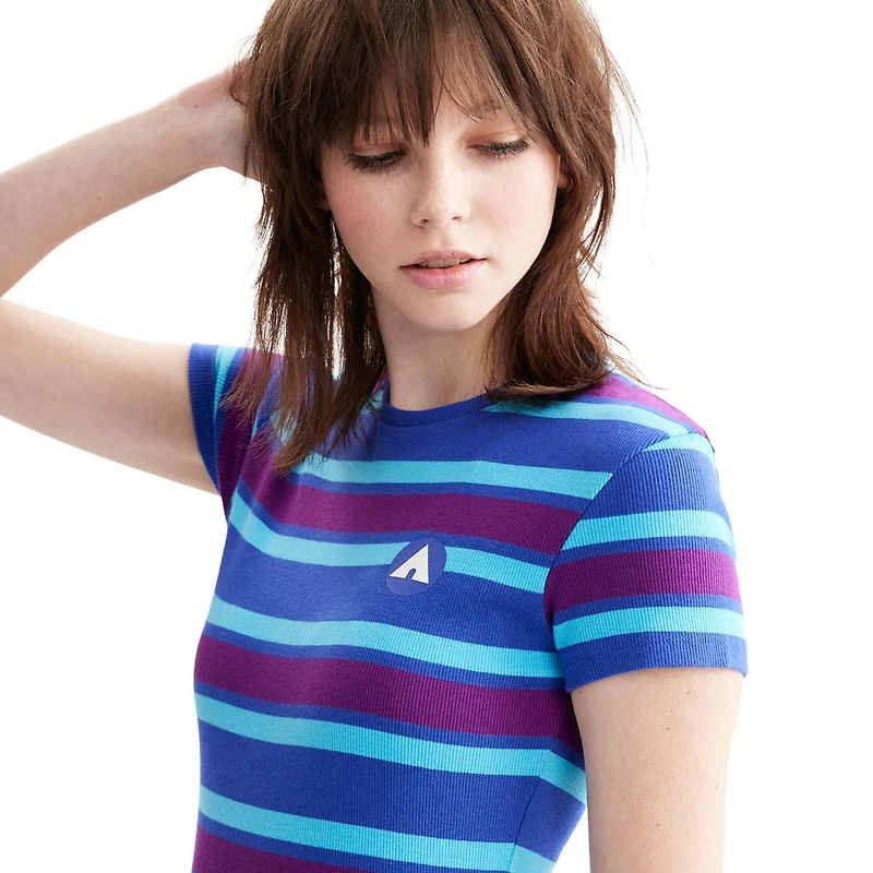 AIRWALK WOMENS RIBBED STRIPE DRESS IN MAGENTA