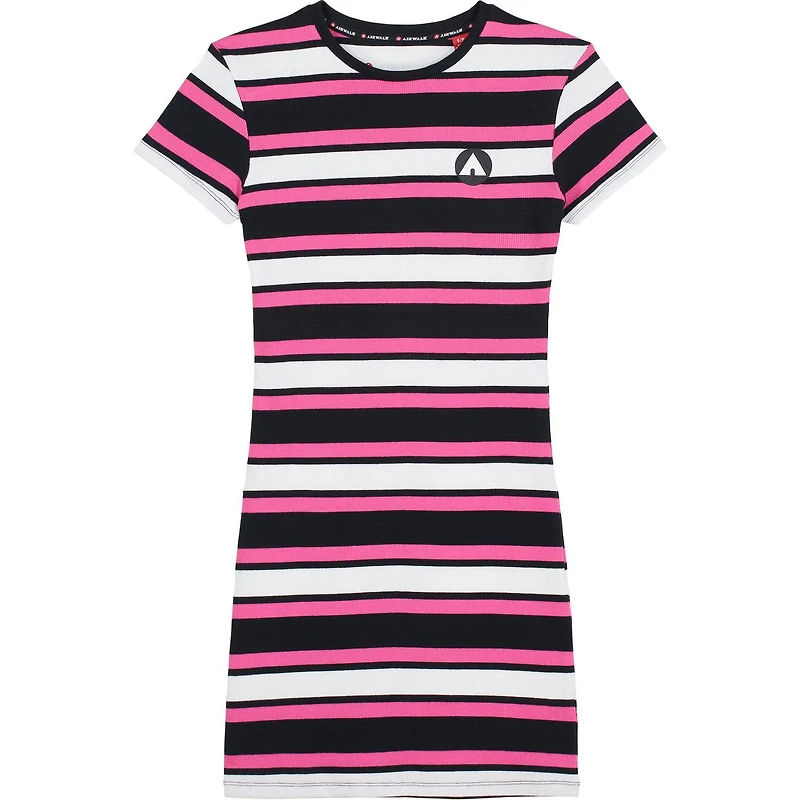 AIRWALK WOMENS RIBBED STRIPE DRESS IN MAGENTA