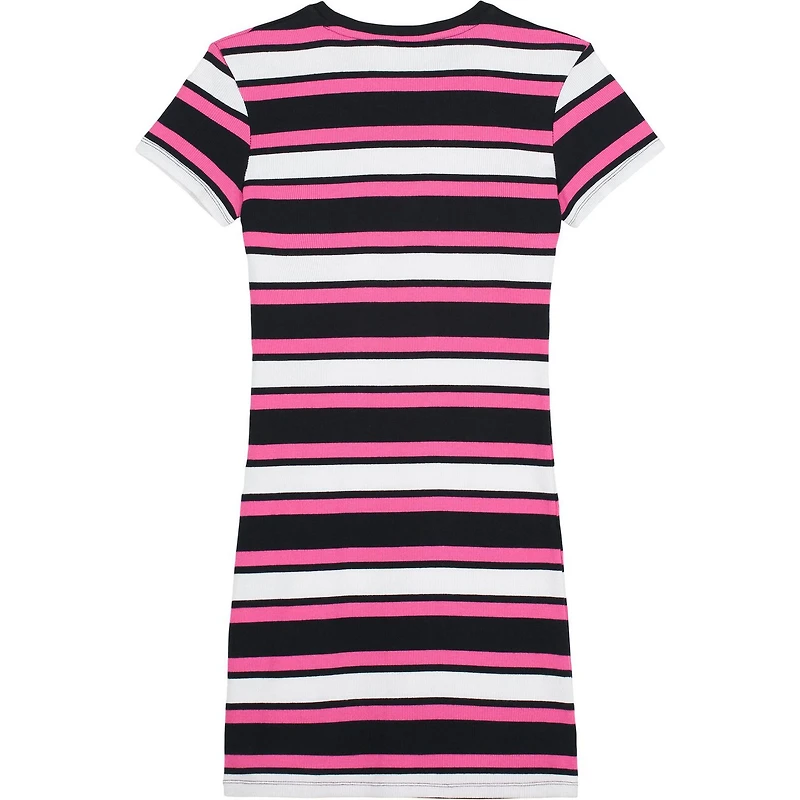 AIRWALK WOMENS RIBBED STRIPE DRESS IN MAGENTA