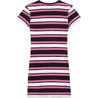 AIRWALK WOMENS RIBBED STRIPE DRESS IN MAGENTA