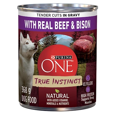 Purina ONE Véritable Instinct avec vrai bœuf et vrai bison, nourriture humide pour chiens 368g 368g