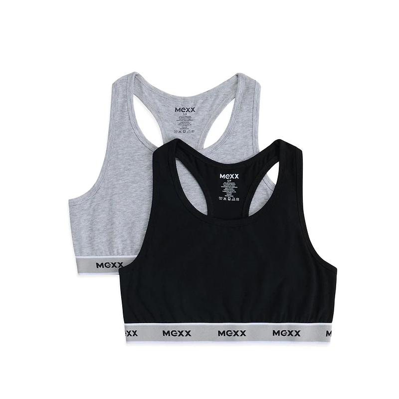 Mexx Women’s 2-Pack Racerback Bralette with Branded Elastic, XS-XL