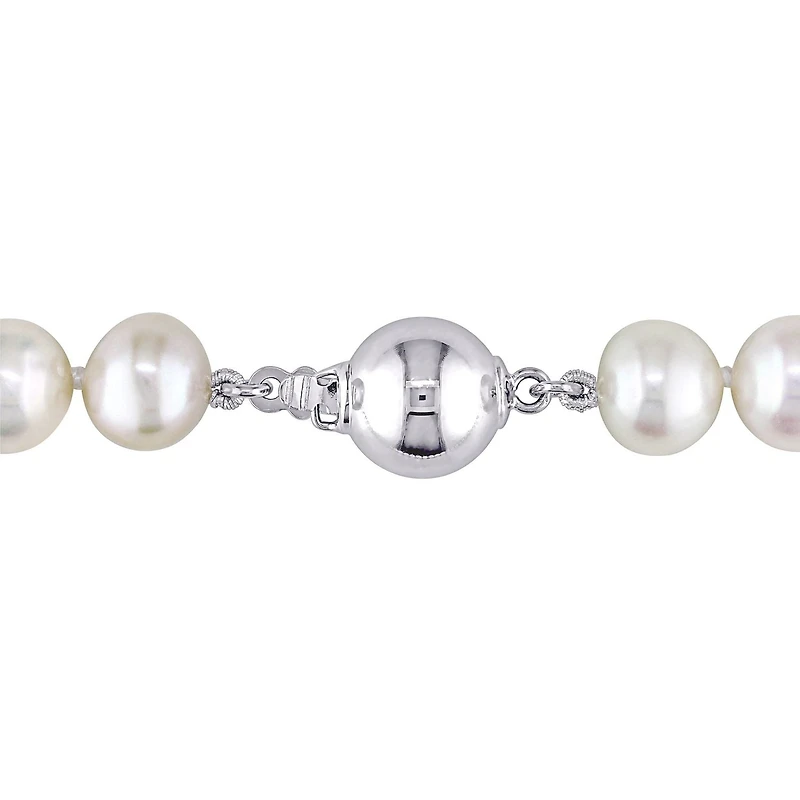 Miabella 8-9mm White Freshwater Cultured Pearl Sterling Silver Strand Necklace