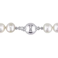 Miabella 8-9mm White Freshwater Cultured Pearl Sterling Silver Strand Necklace