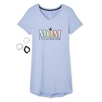 George Women's Graphic Print Nightshirt and Scrunchies Set