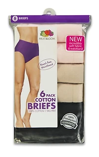 Fruit of the Loom Ladies Bodytone Cotton Briefs, 6-Pack