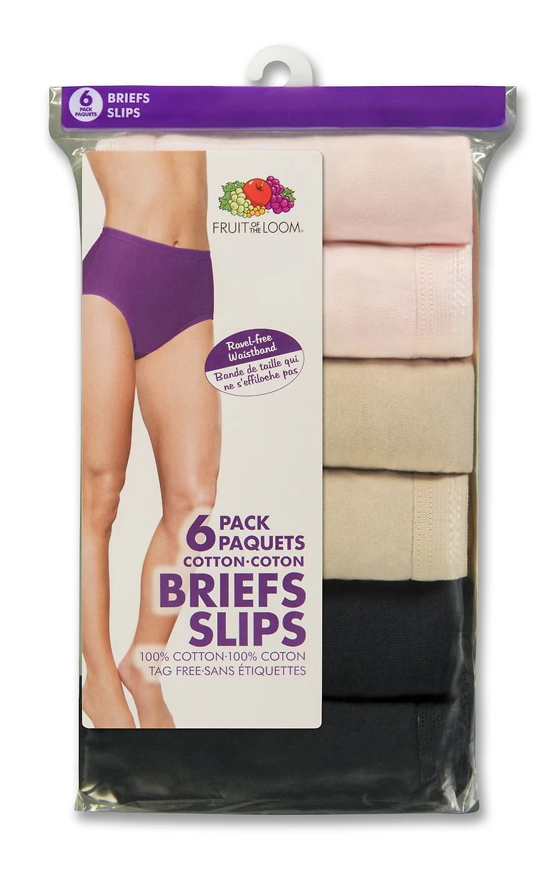 Fruit of the Loom Ladies Bodytone Cotton Briefs, 6-Pack