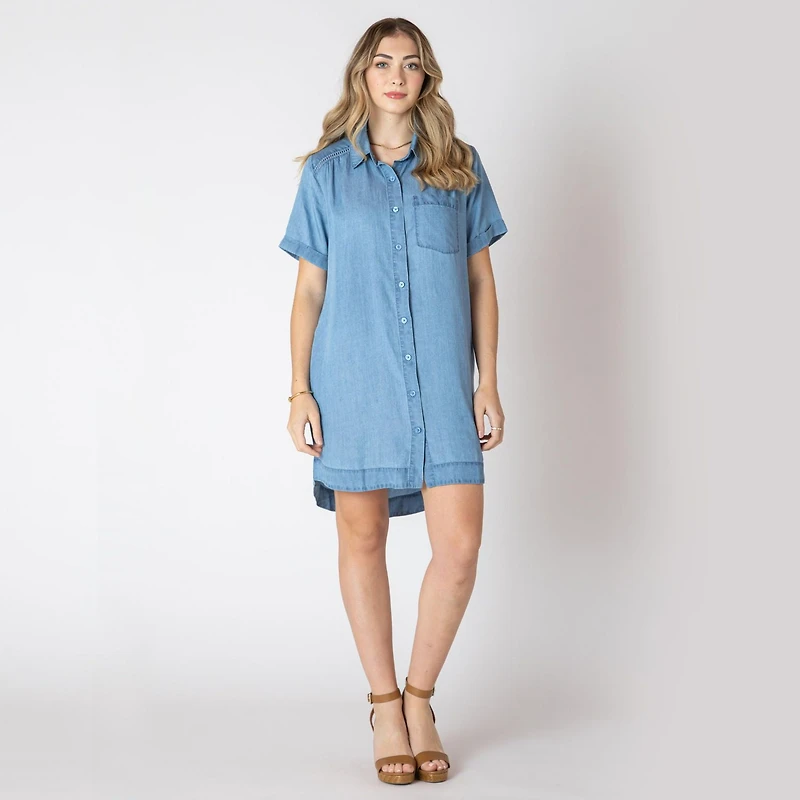 Devoted Mini robe en denim à manches courtes