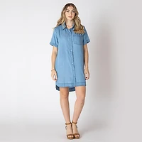 Devoted Mini robe en denim à manches courtes