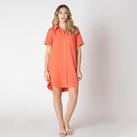 Devoted short sleeve denim mini dress